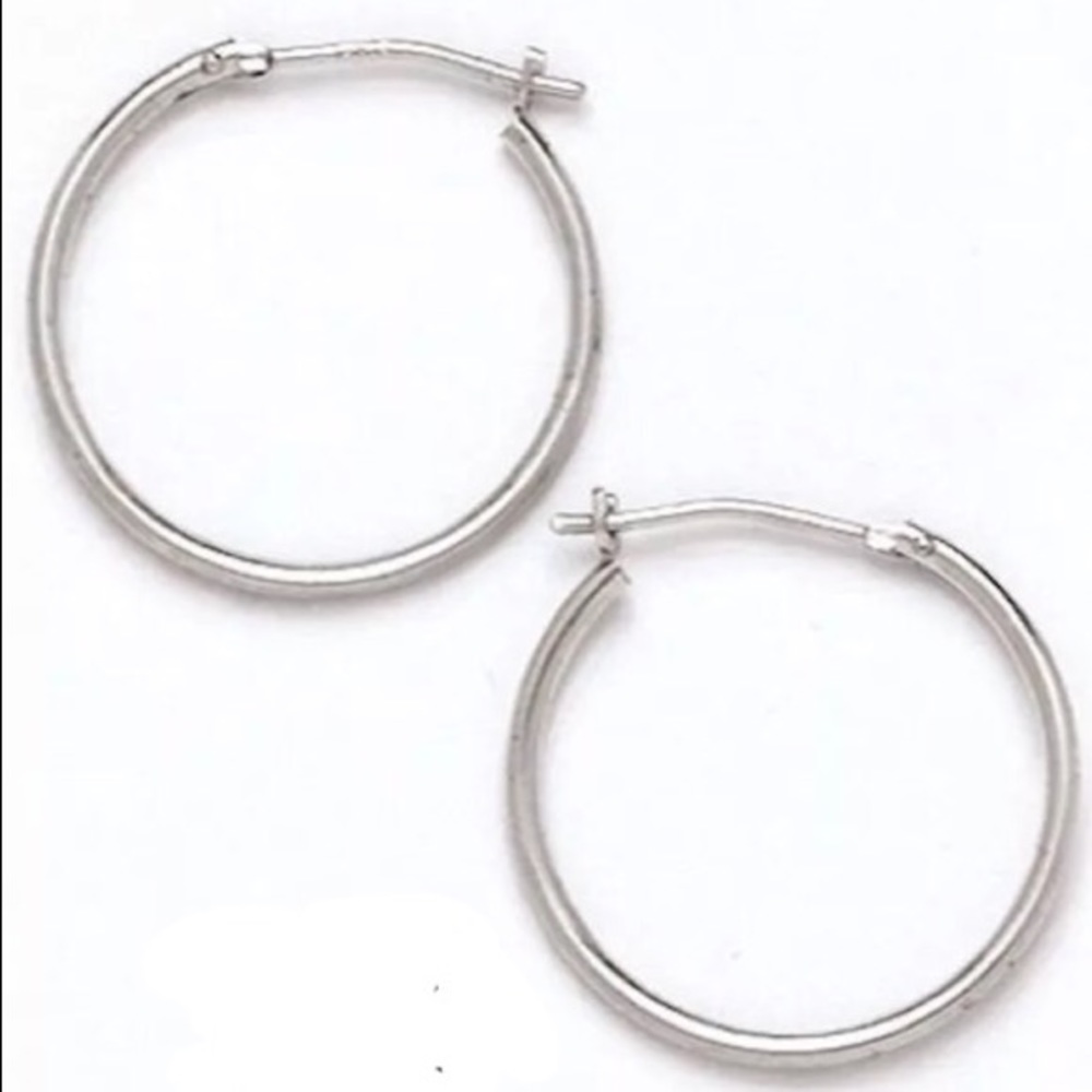 14K Pure Solid Yellow/White Gold Hoop Earrings